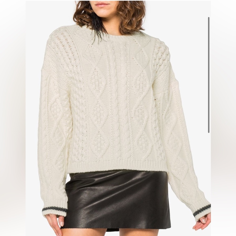 Saint Laurent Ivory Cable Knit Sweater PRISTINE Medium